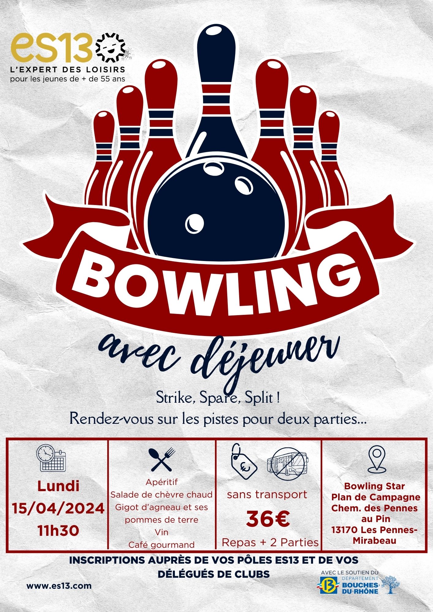 Maroon and White Minimalist Bowling Night Poster