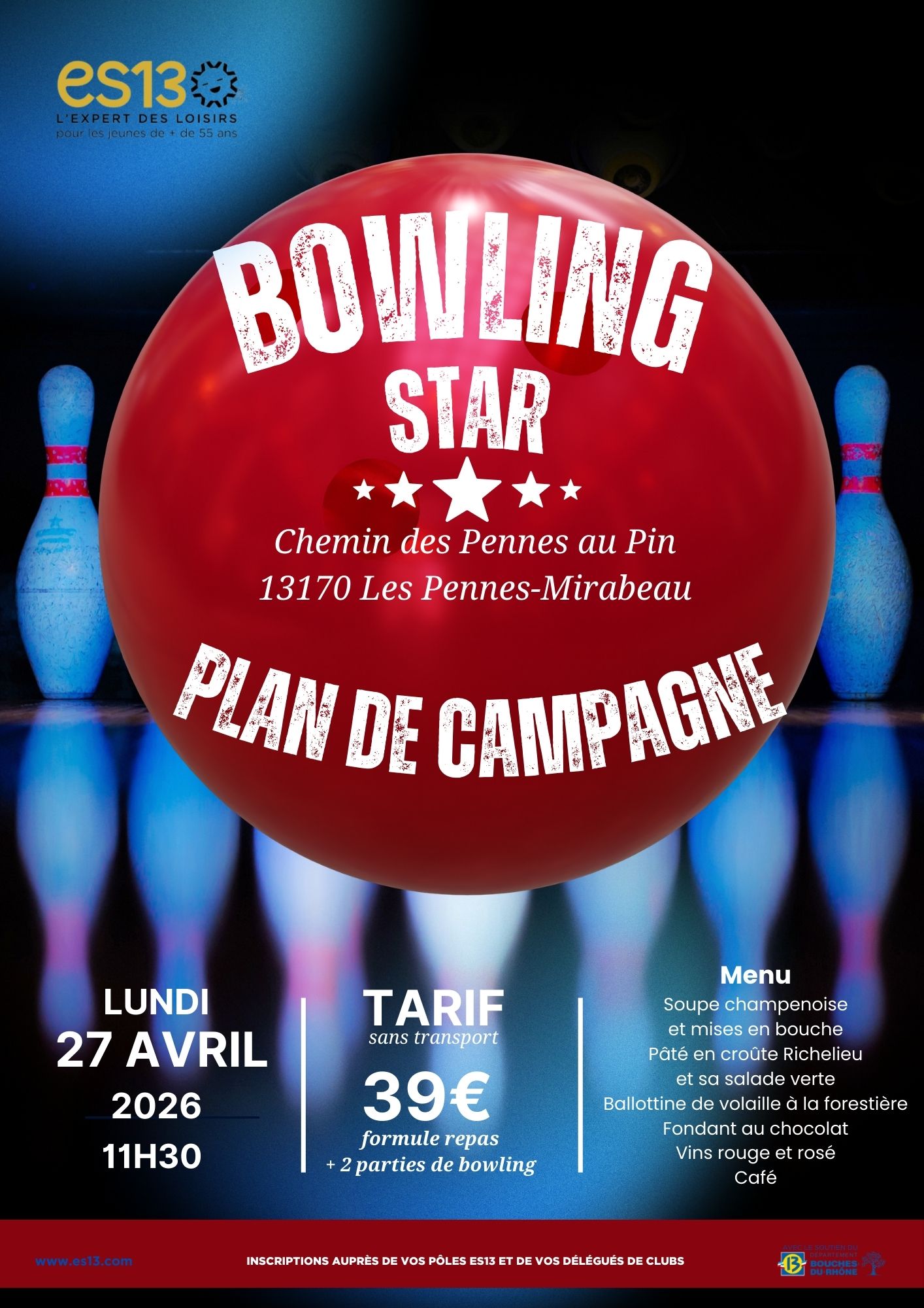 White and Brown Minimalist Bowling Night Poster